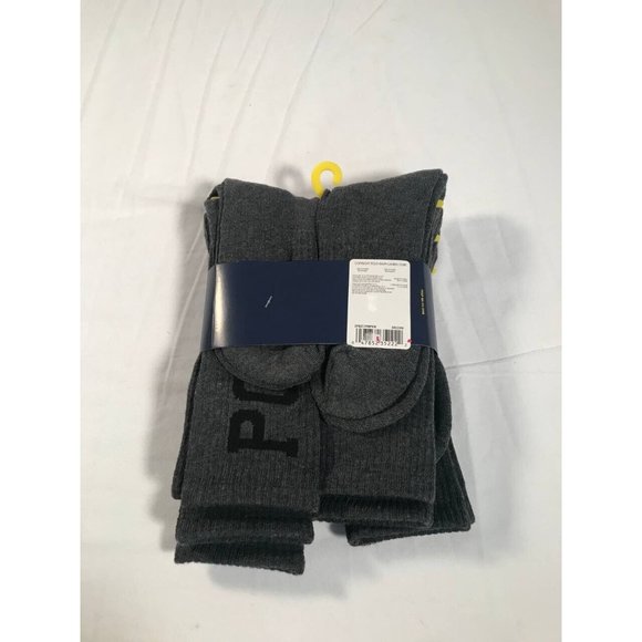 Polo Ralph Lauren Big Pony Socks Mens One Size 6-Pack Gray Black - Picture 3 of 4